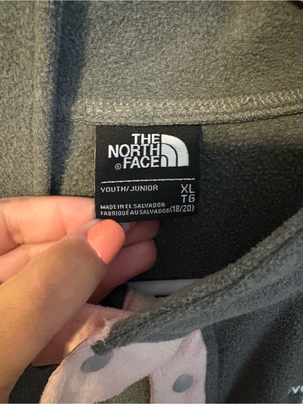 The North Face Pink and Olive Quarter-Snap Fleece Pullover - Picture 2 of 5